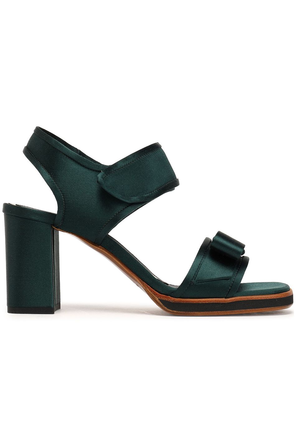 green satin sandals