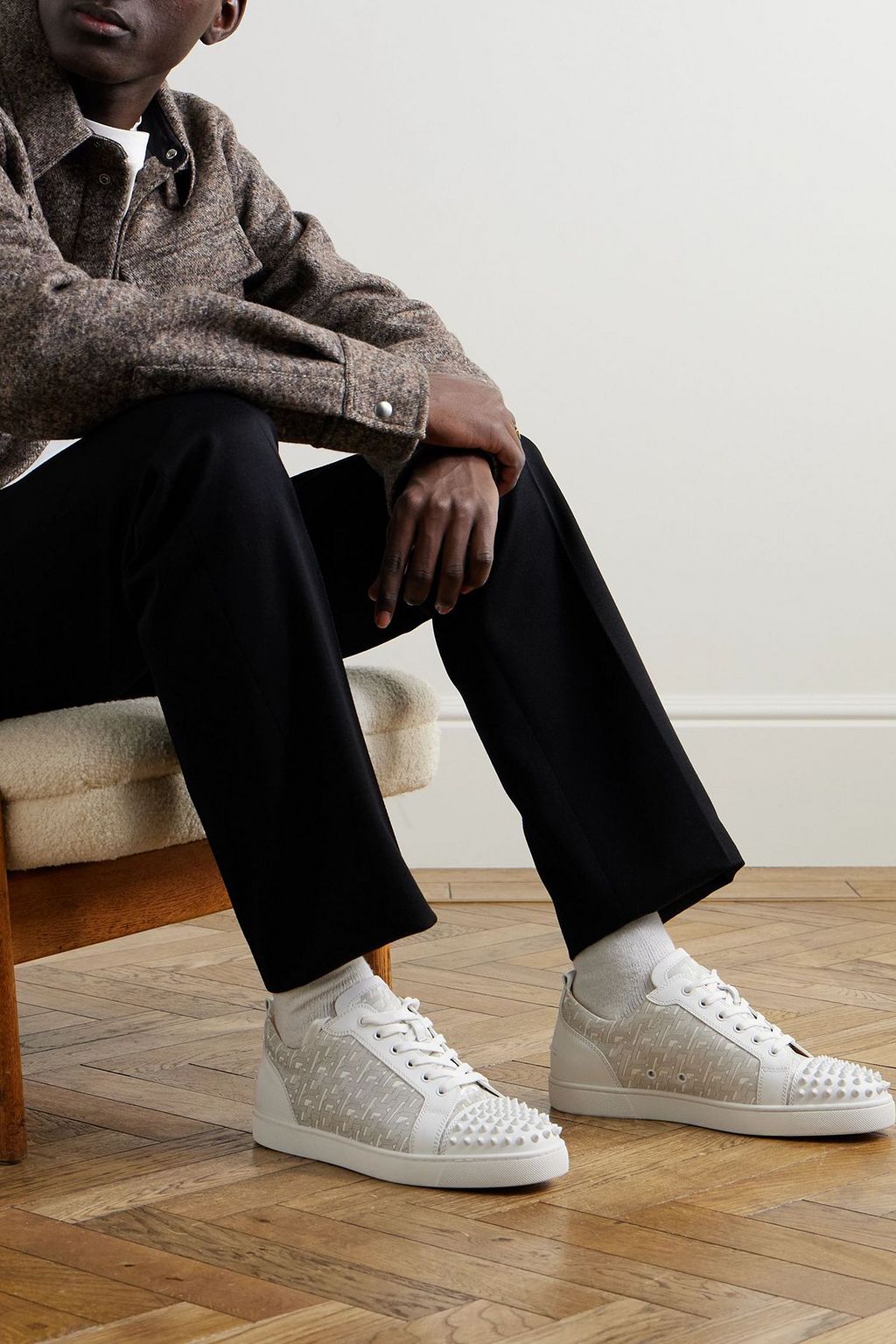 CHRISTIAN LOUBOUTIN Louis Junior Spikes printed leather sneakers