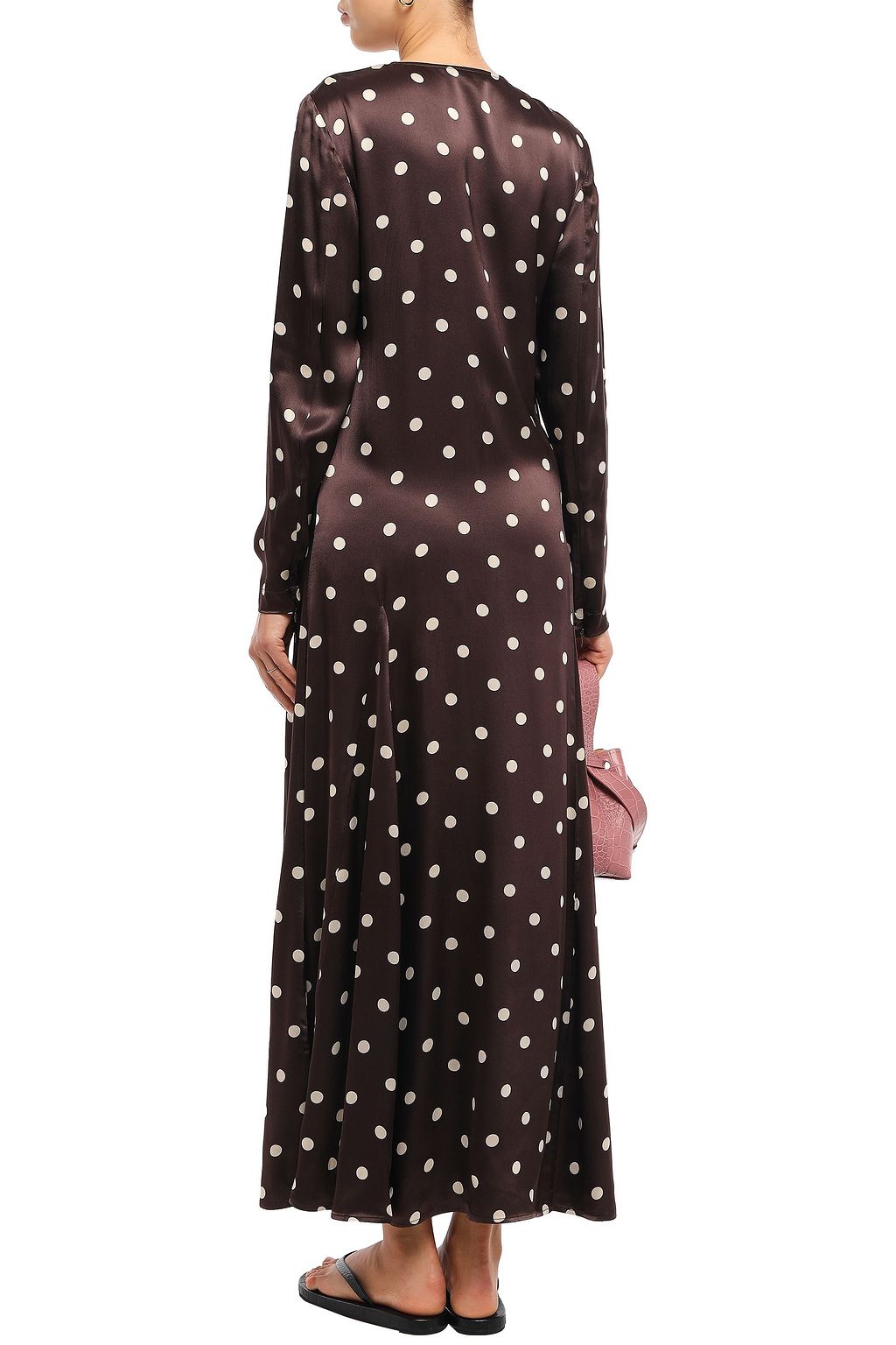 GANNI Cameron fluted printed satin maxi dress