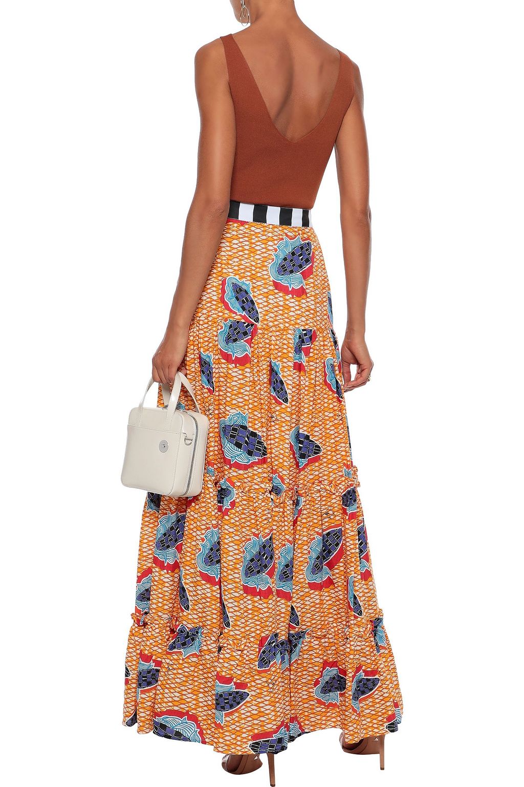 STELLA JEAN Gathered printed woven maxi skirt