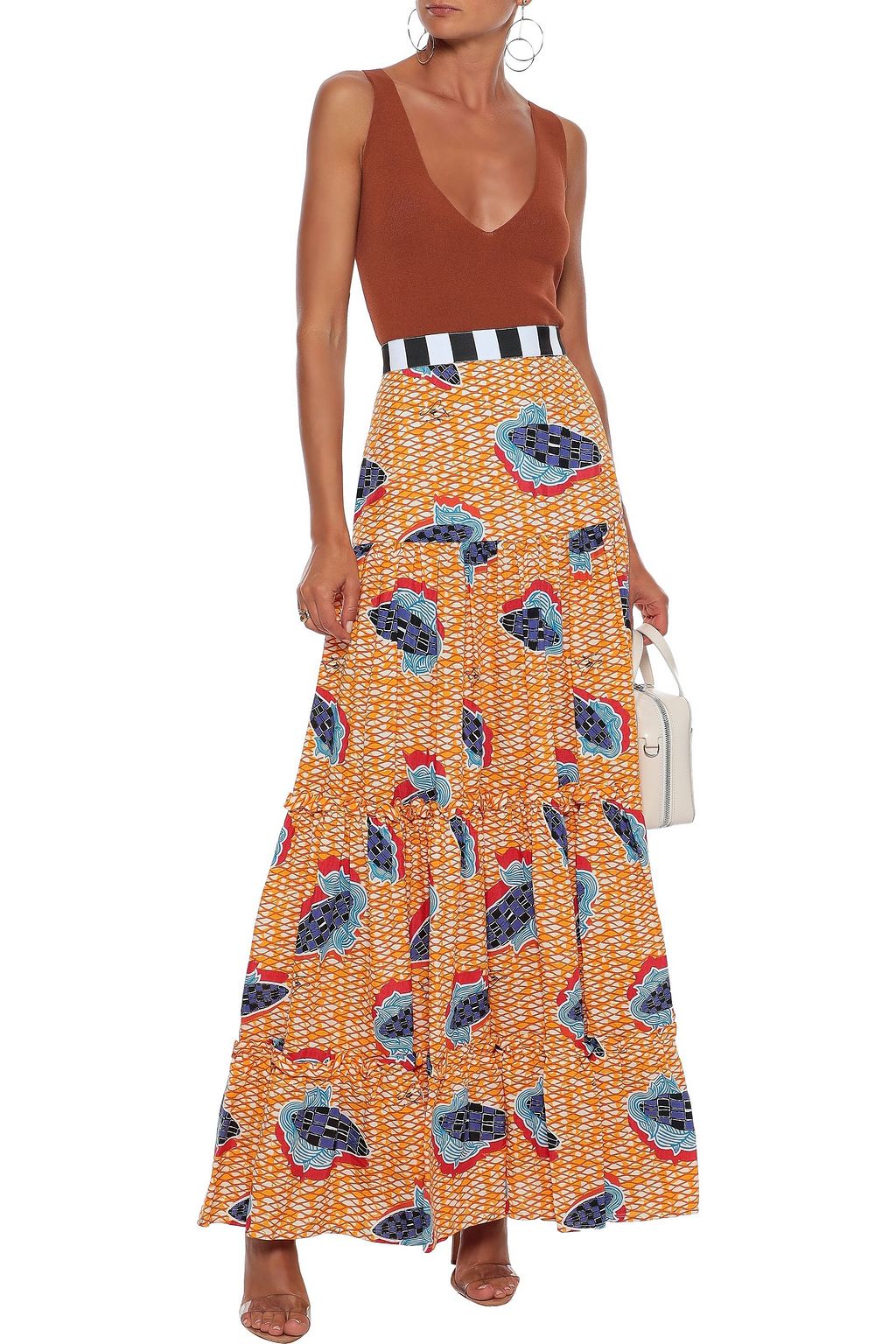 STELLA JEAN Gathered printed woven maxi skirt