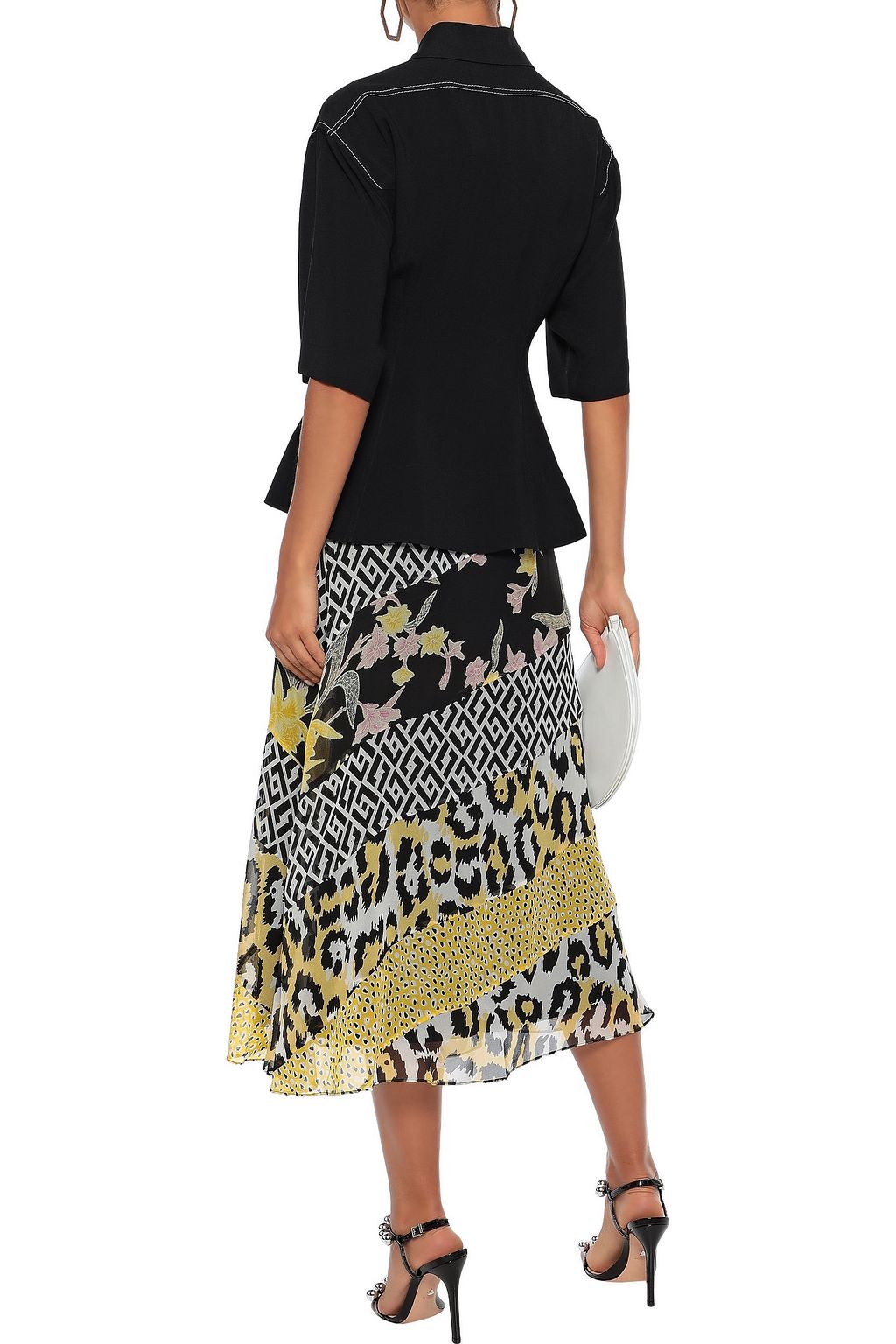 DIANE VON FURSTENBERG Darcie paneled printed silk-chiffon midi skirt
