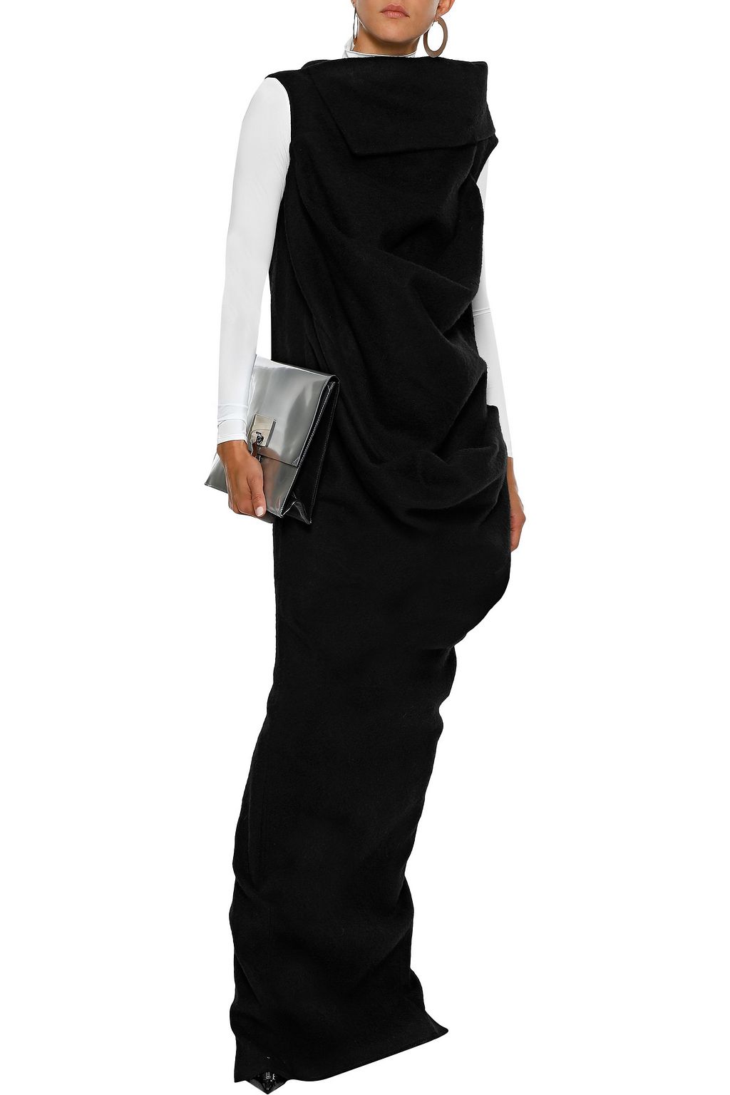 RICK OWENS Draped brushed cotton-blend maxi dress