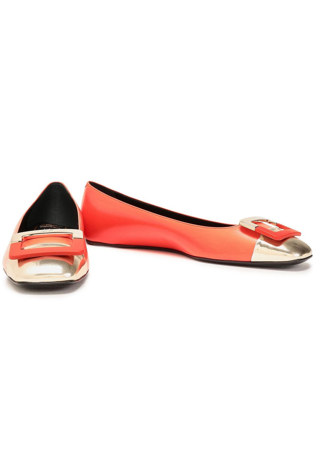 ROGER VIVIER Metallic-trimmed leather ballet flats
