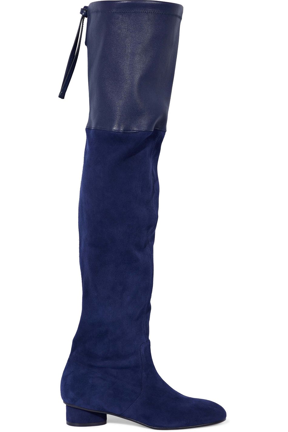 blue suede over the knee boots