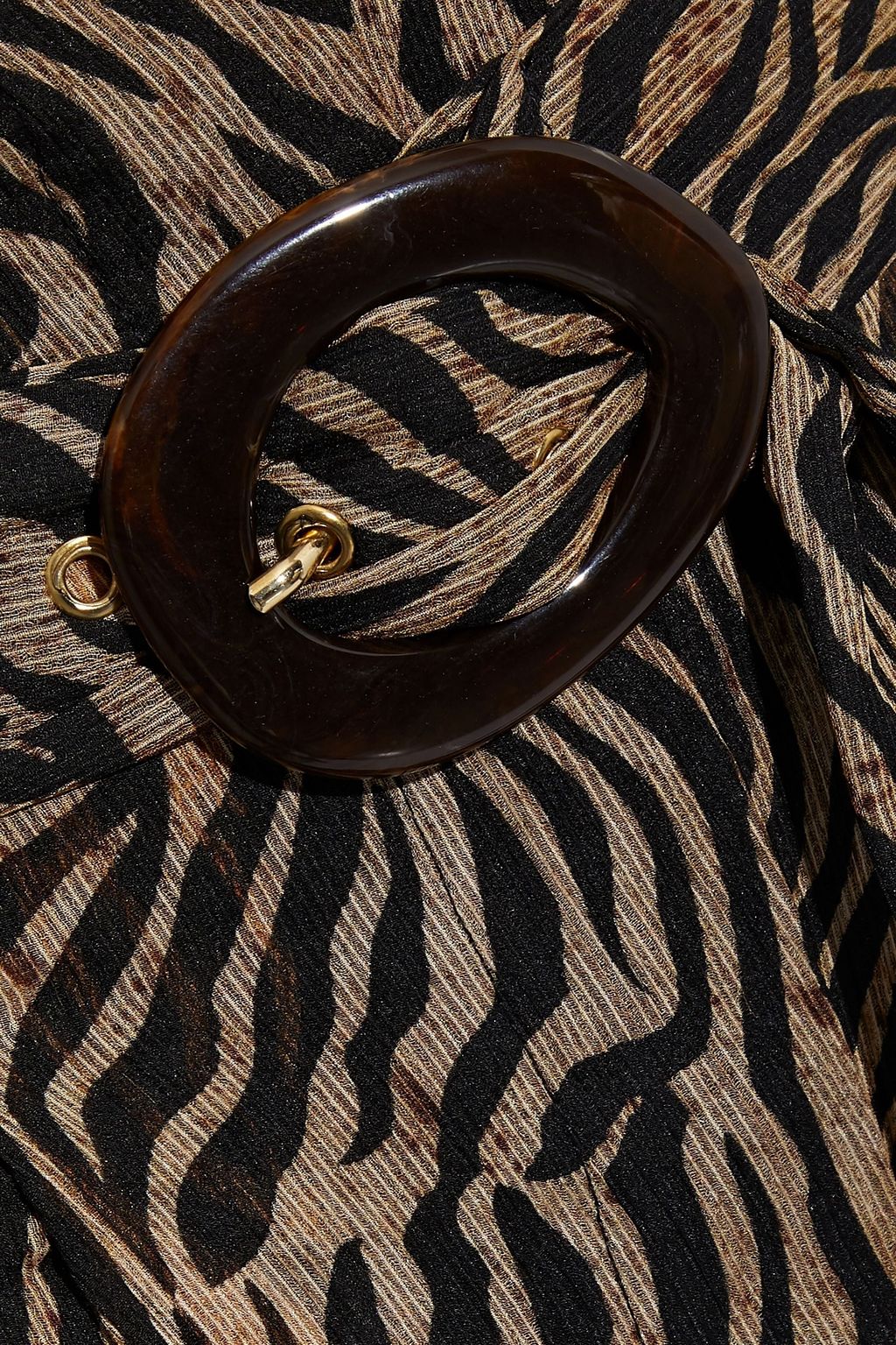 NANUSHKA Nevada belted tiger-print plissé chiffon wide-leg pants