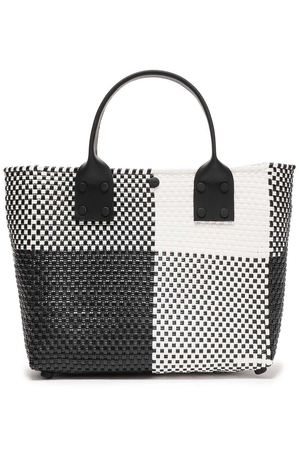 TRUSS Two-tone checked woven tote