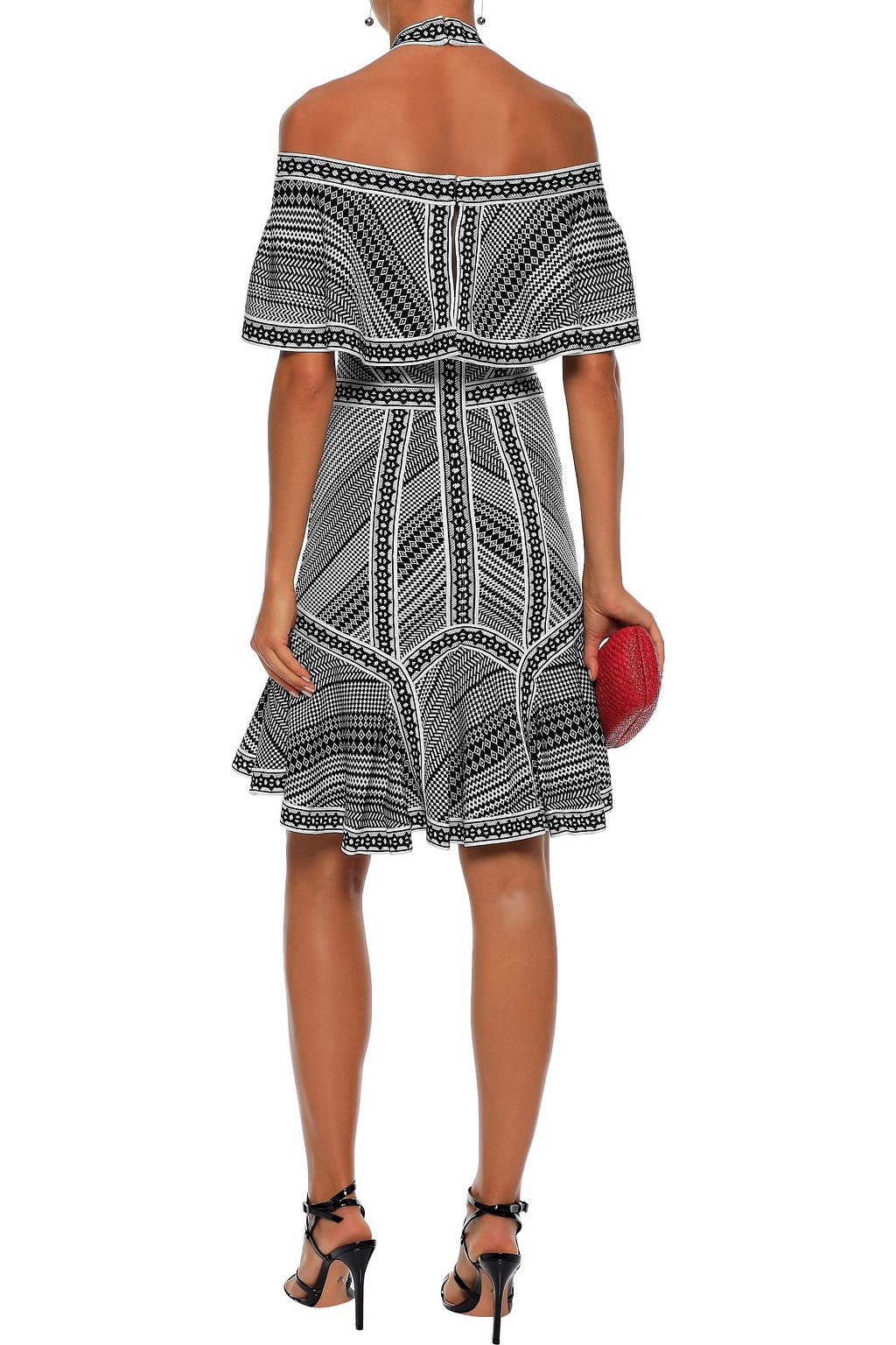 HERVÉ LÉGER Cold-shoulder jacquard-knit dress