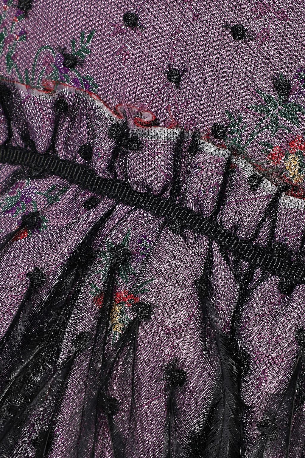 BROCK COLLECTION Embellished layered tulle and brocade midi skirt