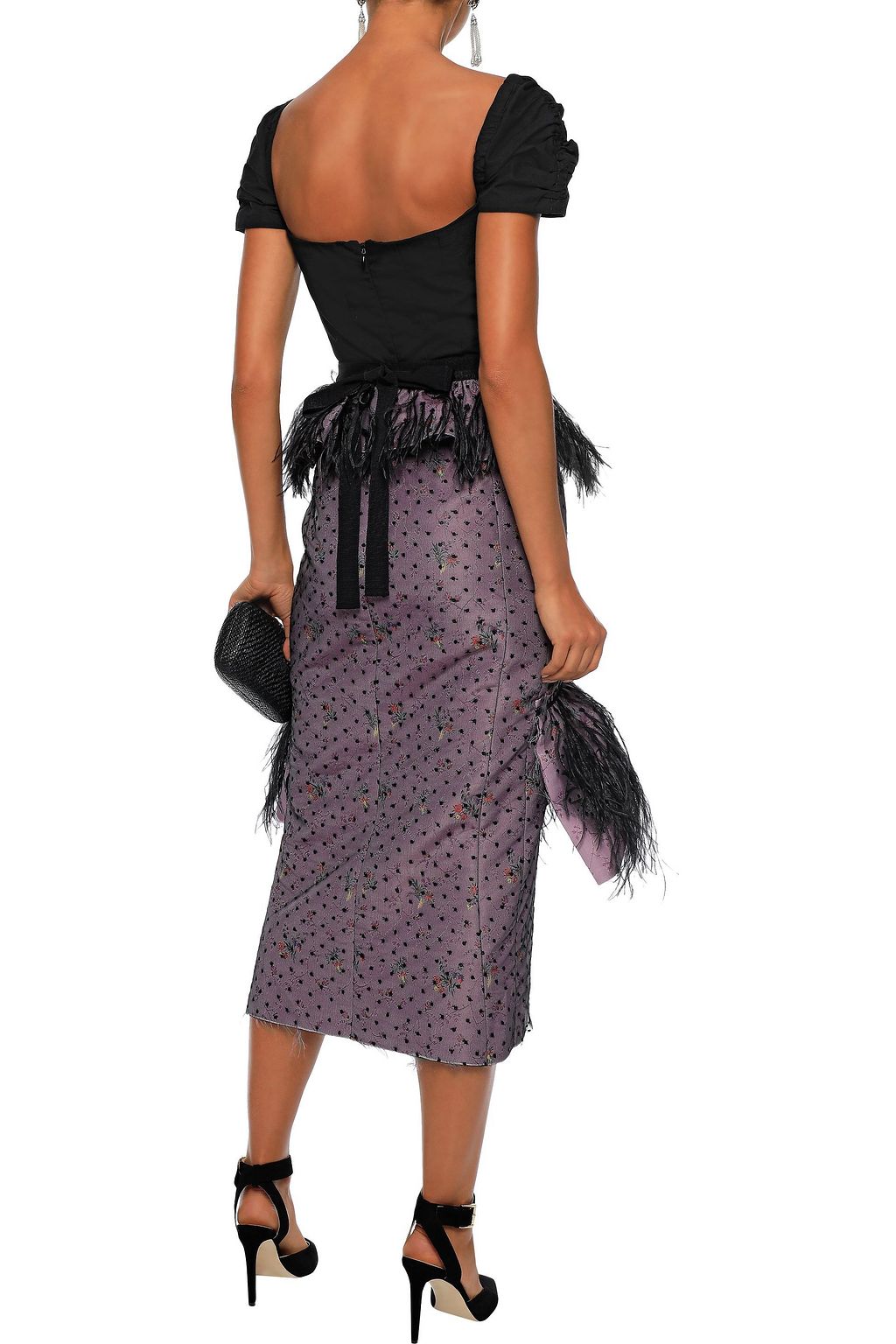 BROCK COLLECTION Embellished layered tulle and brocade midi skirt