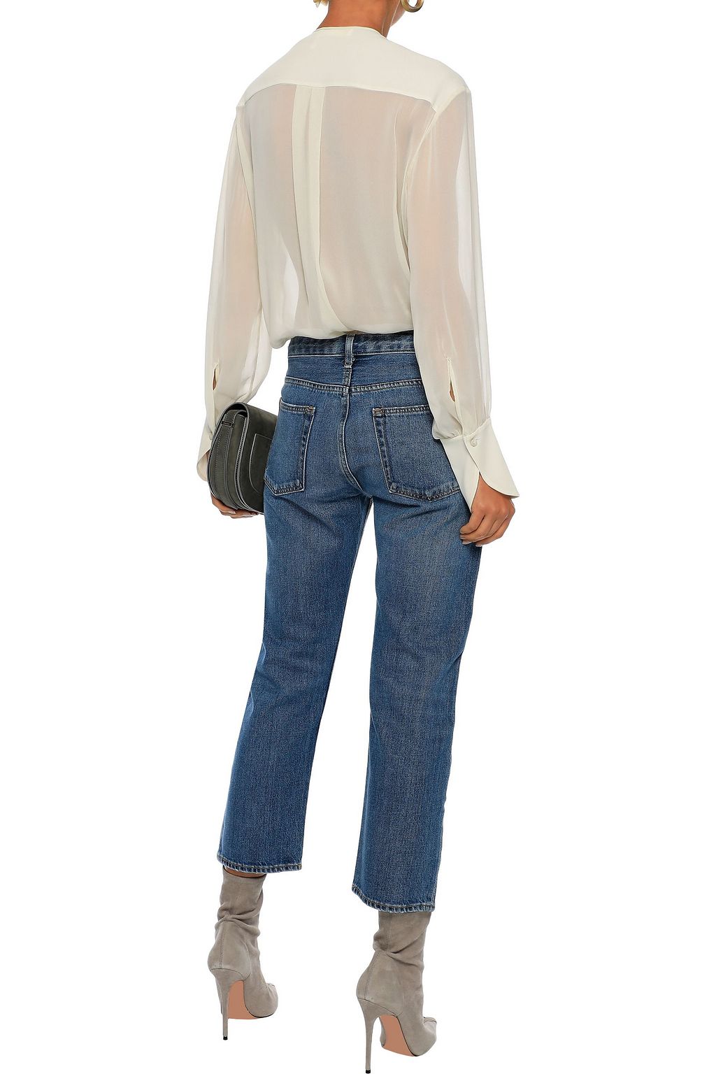 CHLOÉ Lace-trimmed crepe blouse