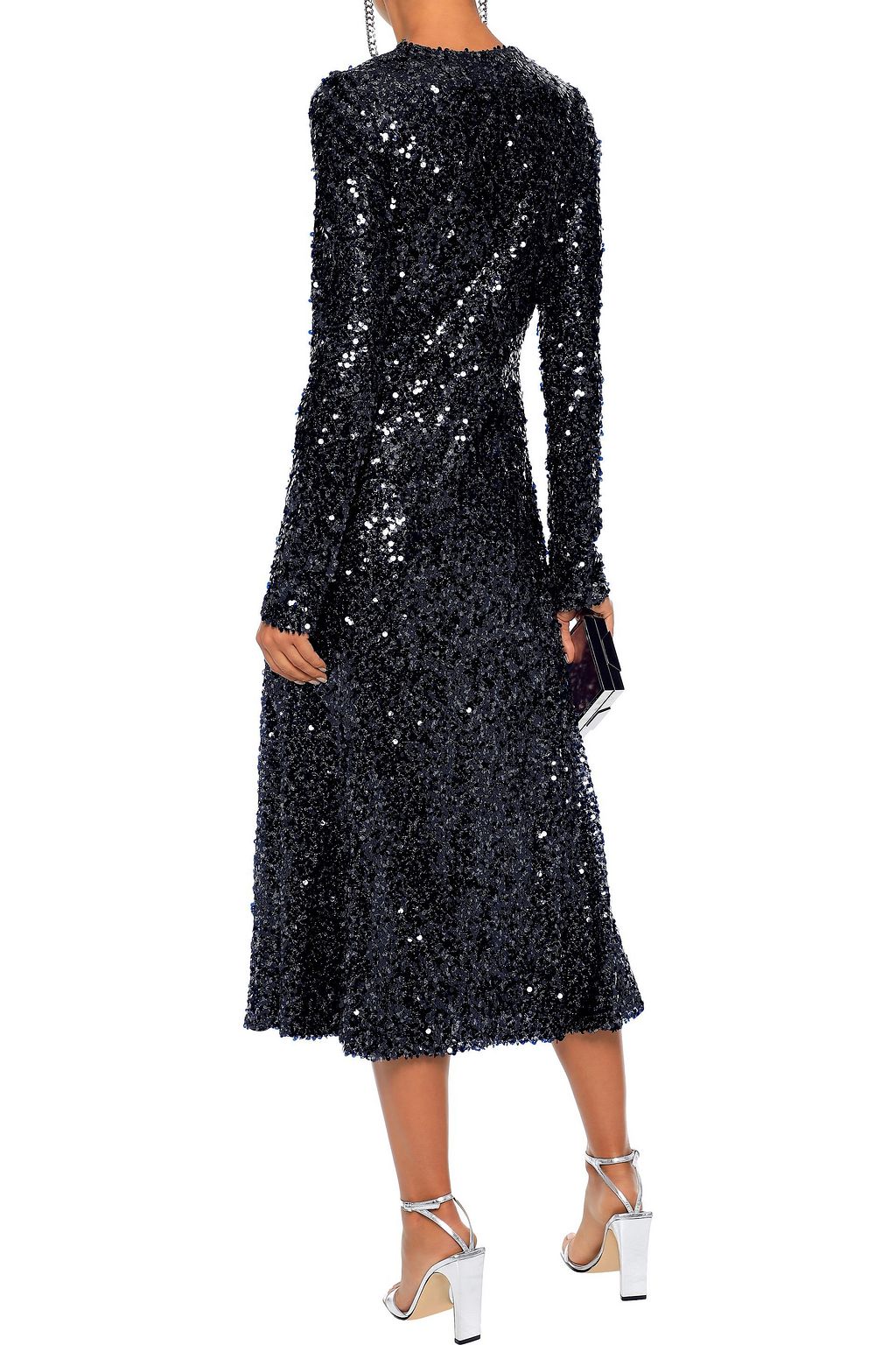 GALVAN  LONDON Paillette twisted sequined lamé midi dress