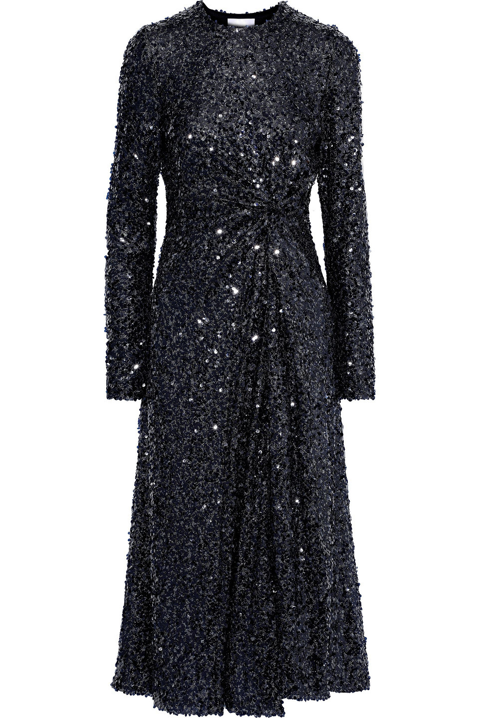 Paillette twisted sequined lamé midi dress