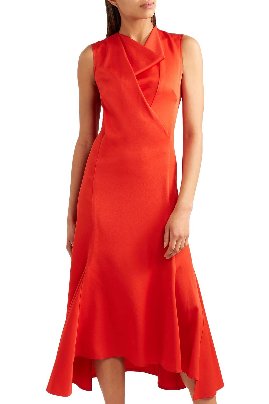 VICTORIA BECKHAM Draped satin-crepe midi dress