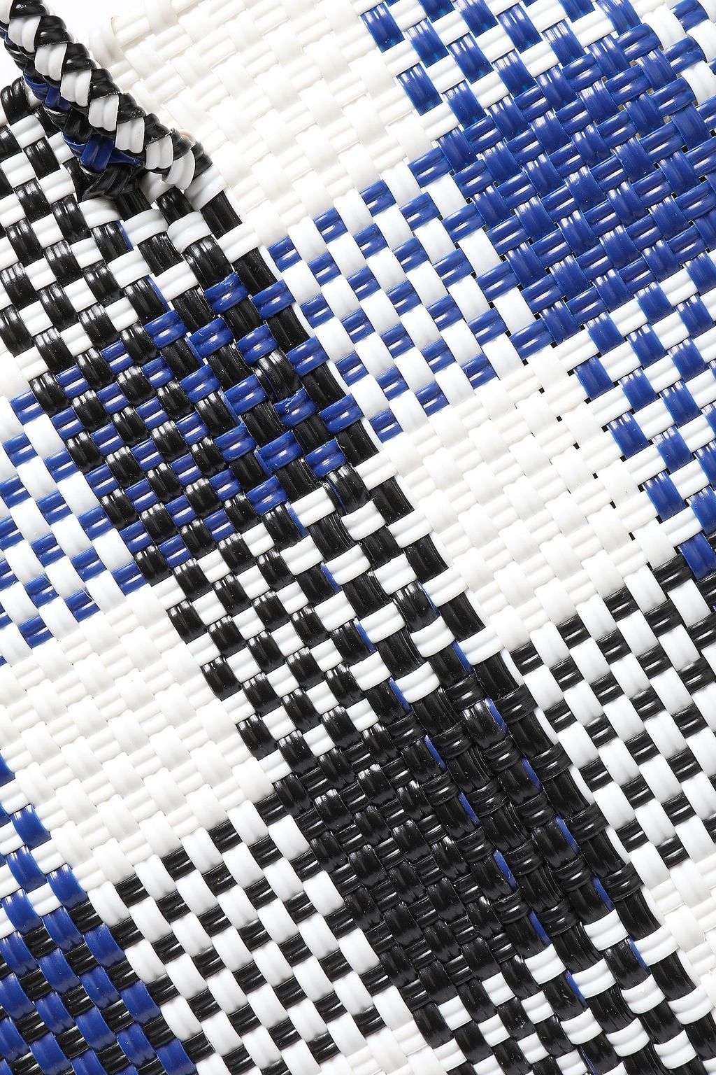TRUSS Gingham woven raffia-effect tote