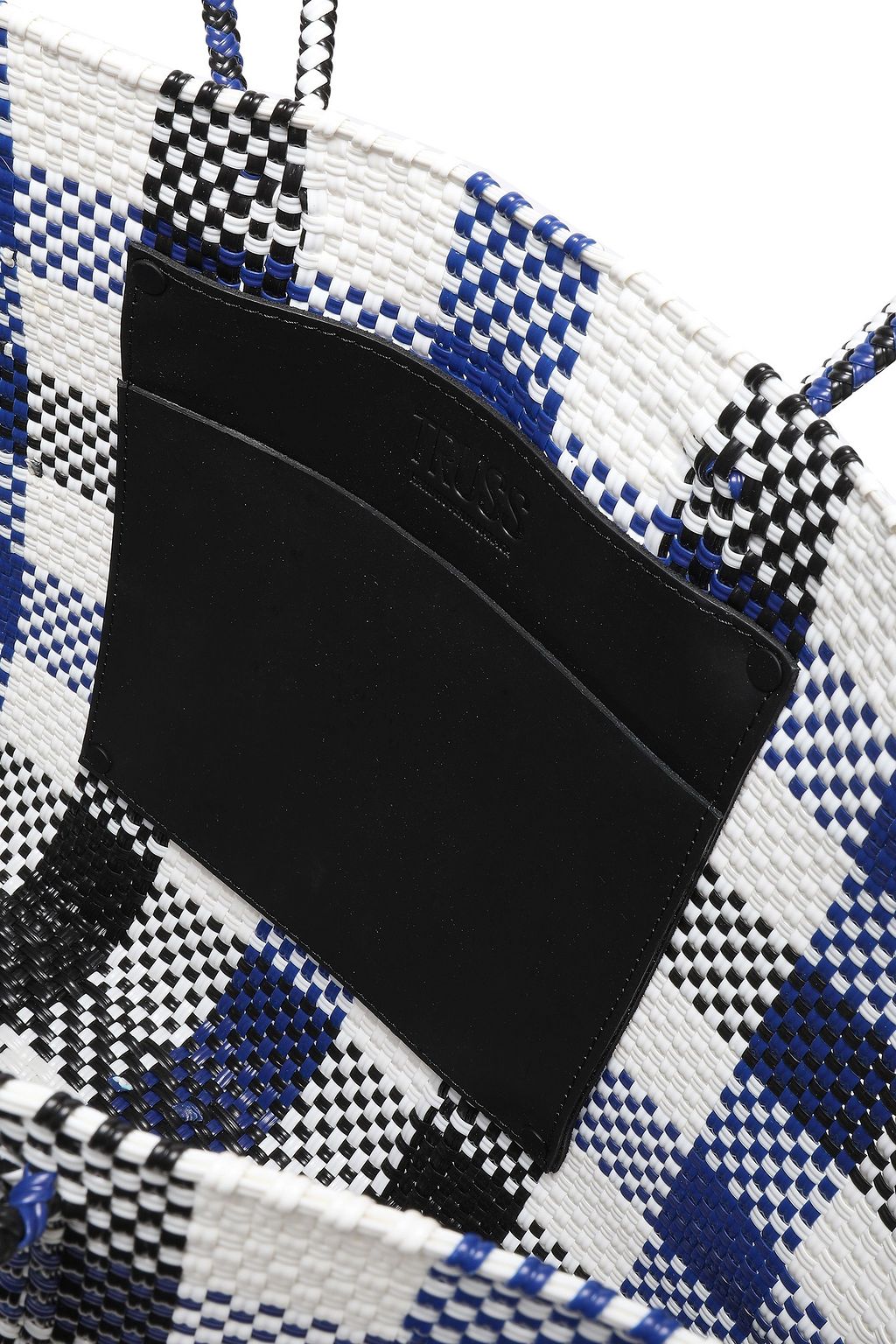 TRUSS Gingham woven raffia-effect tote