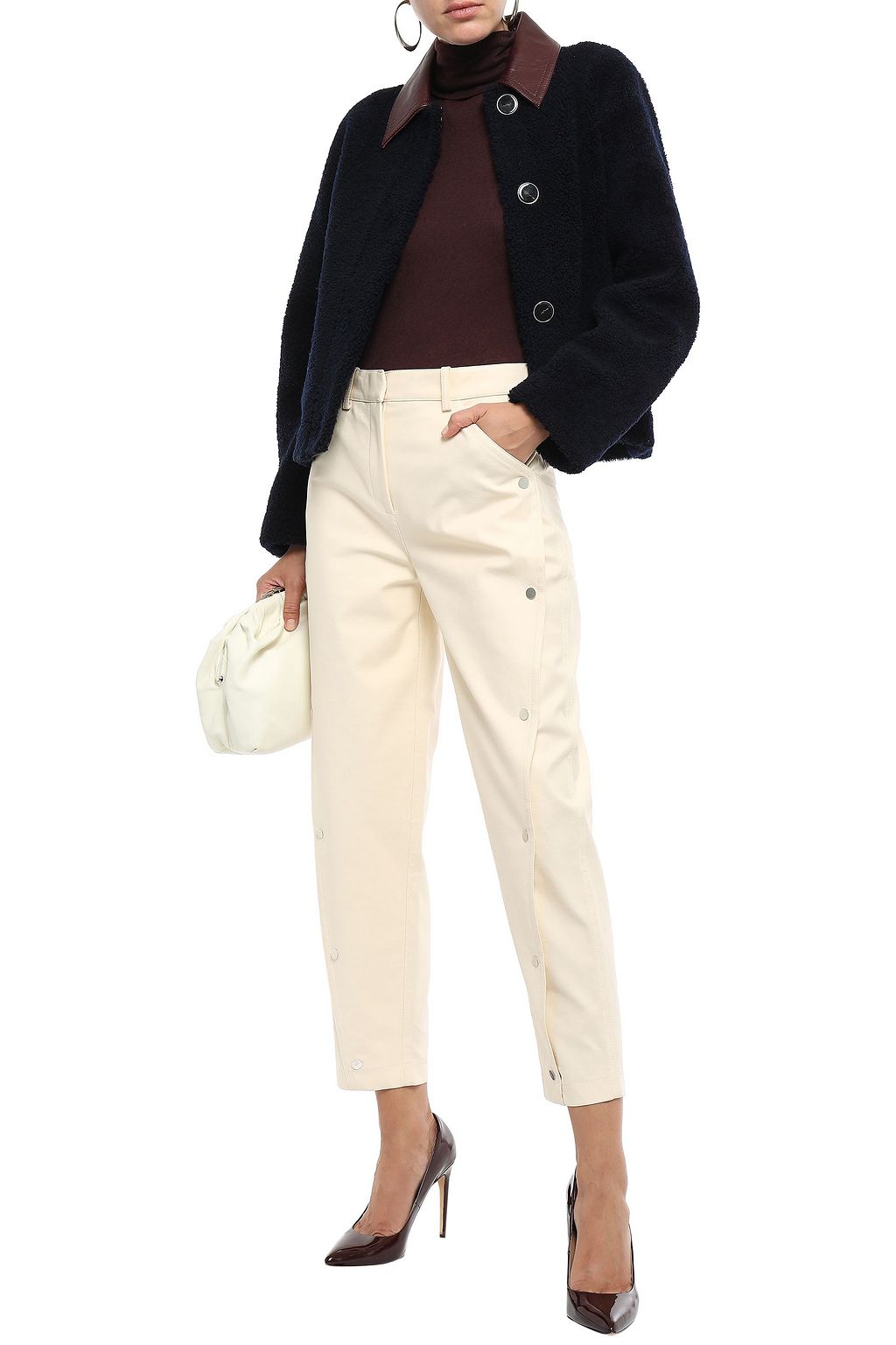 VICTORIA, VICTORIA BECKHAM Reversible leather-trimmed shearling jacket