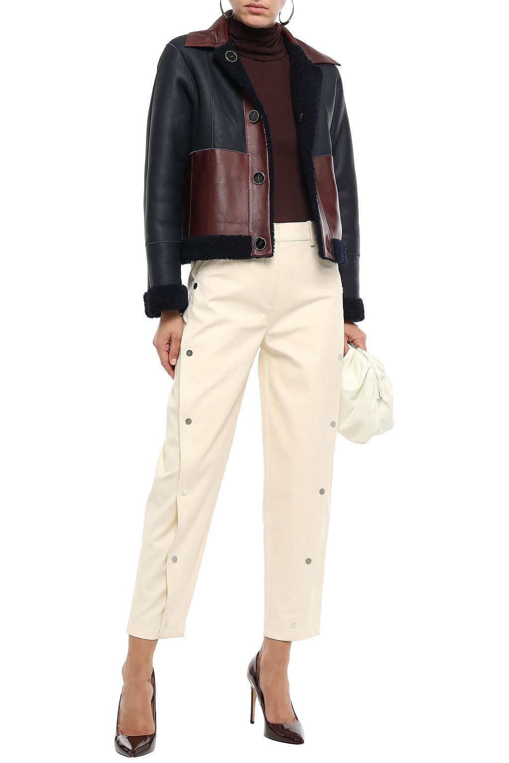 VICTORIA, VICTORIA BECKHAM Reversible leather-trimmed shearling jacket