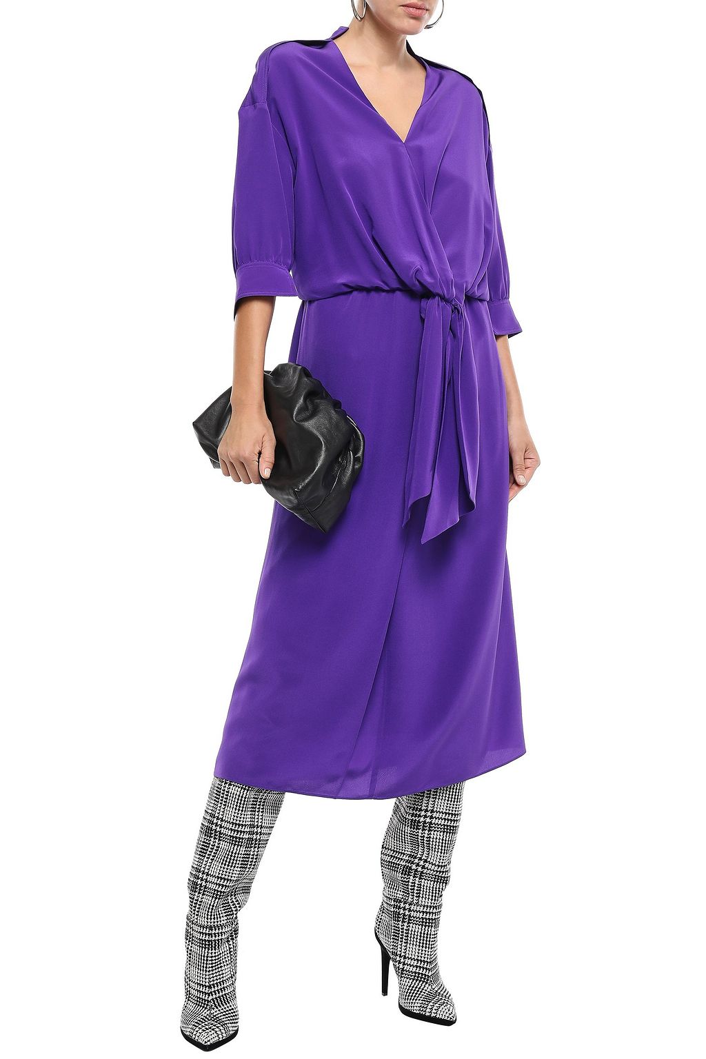 VICTORIA, VICTORIA BECKHAM Knotted draped silk-crepe midi dress