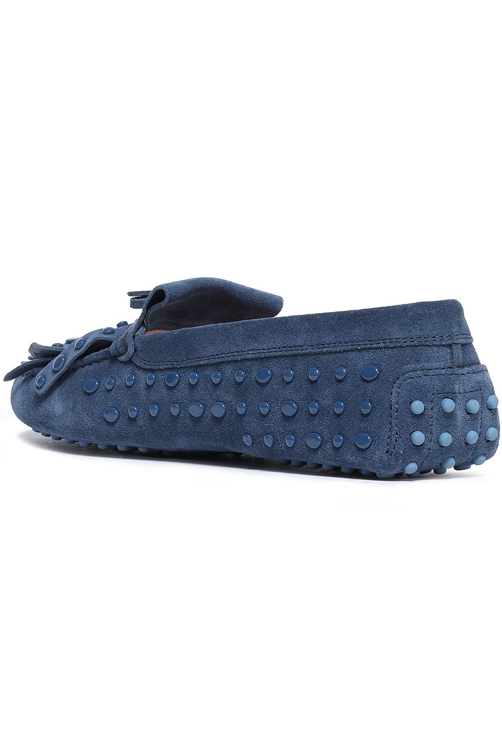 TOD'S Studded fringed suede loafers