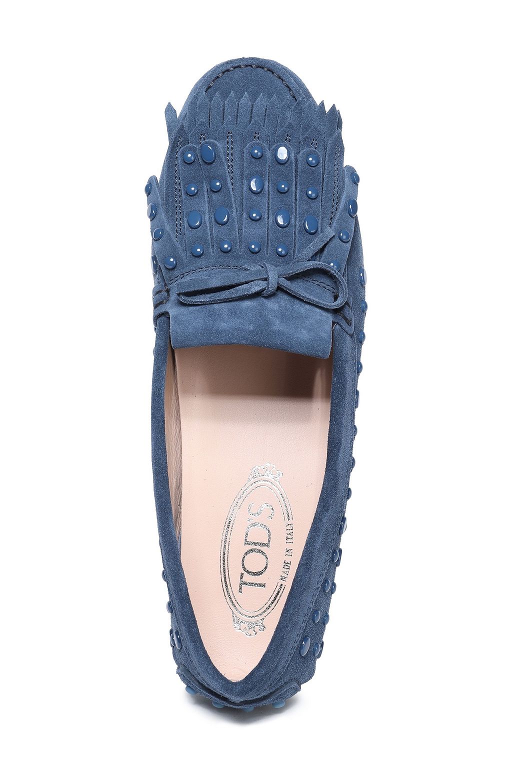 TOD'S Studded fringed suede loafers