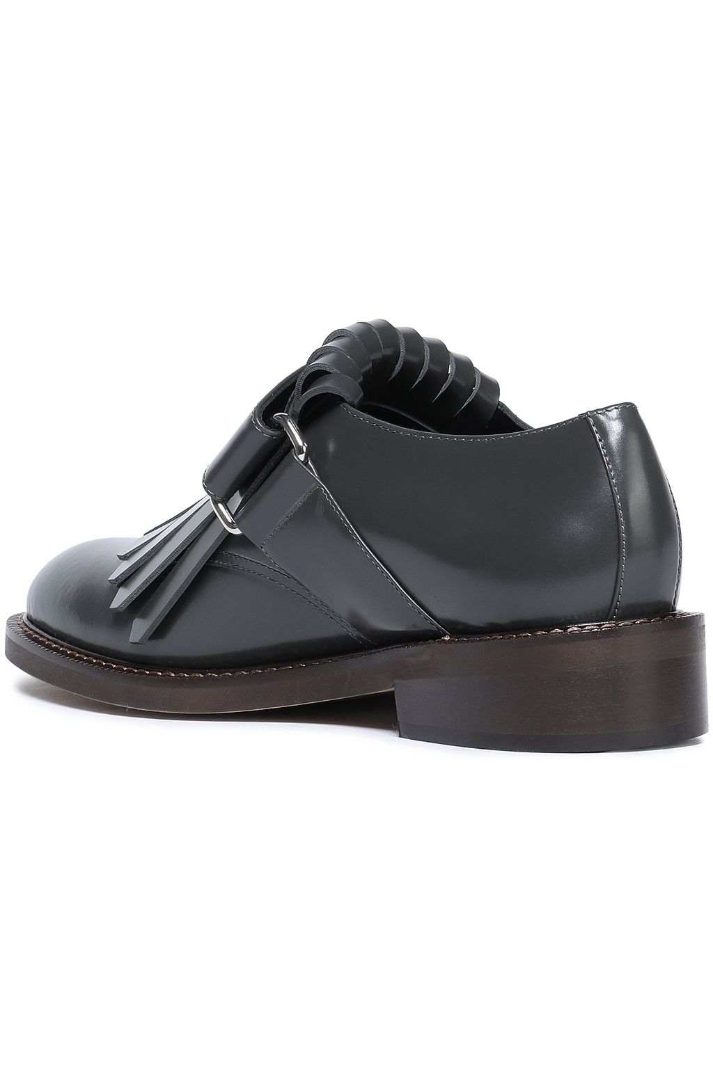 MARNI Fringed glossed-leather brogues