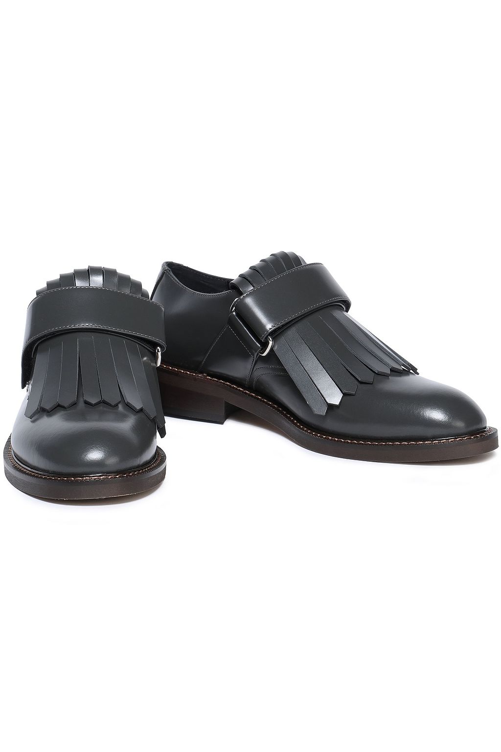 MARNI Fringed glossed-leather brogues
