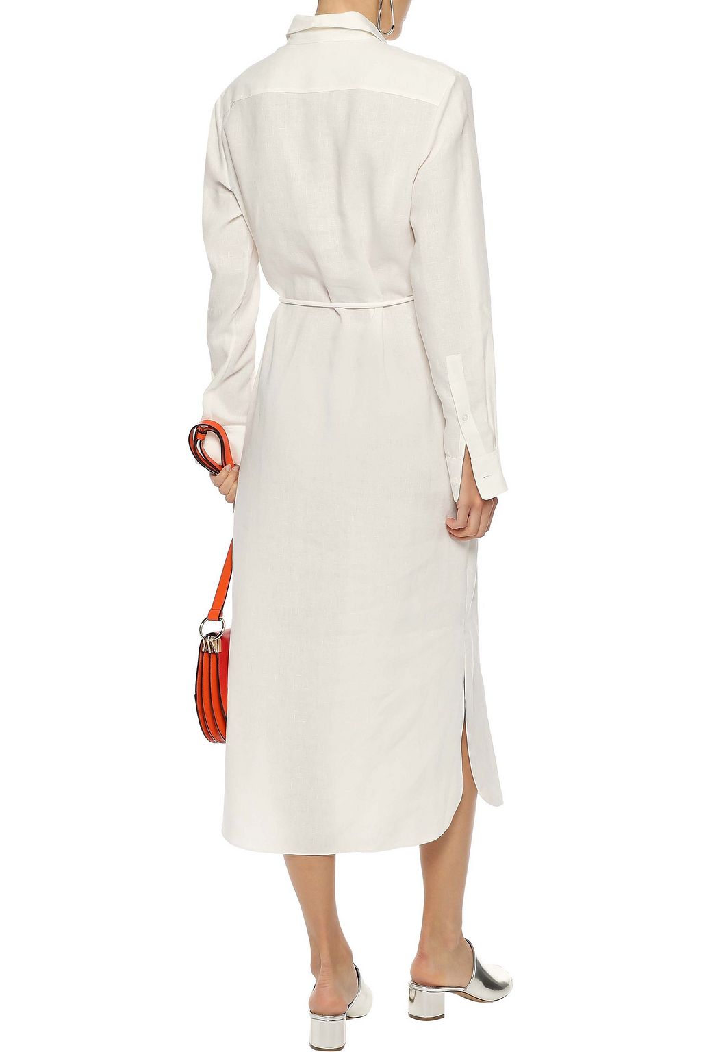 THEORY Belted linen midi shirt dress THE
