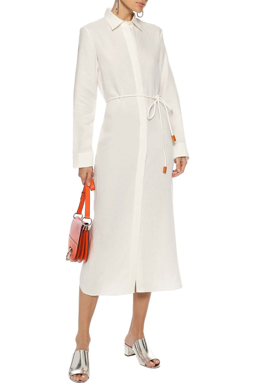 THEORY Belted linen midi shirt dress | THE OUTNET