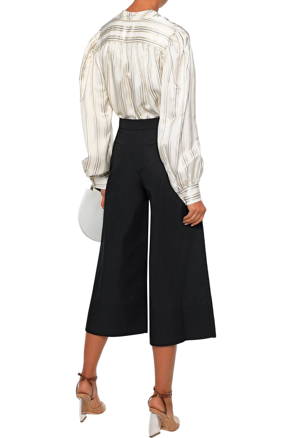 CO Tie-neck striped satin-twill blouse