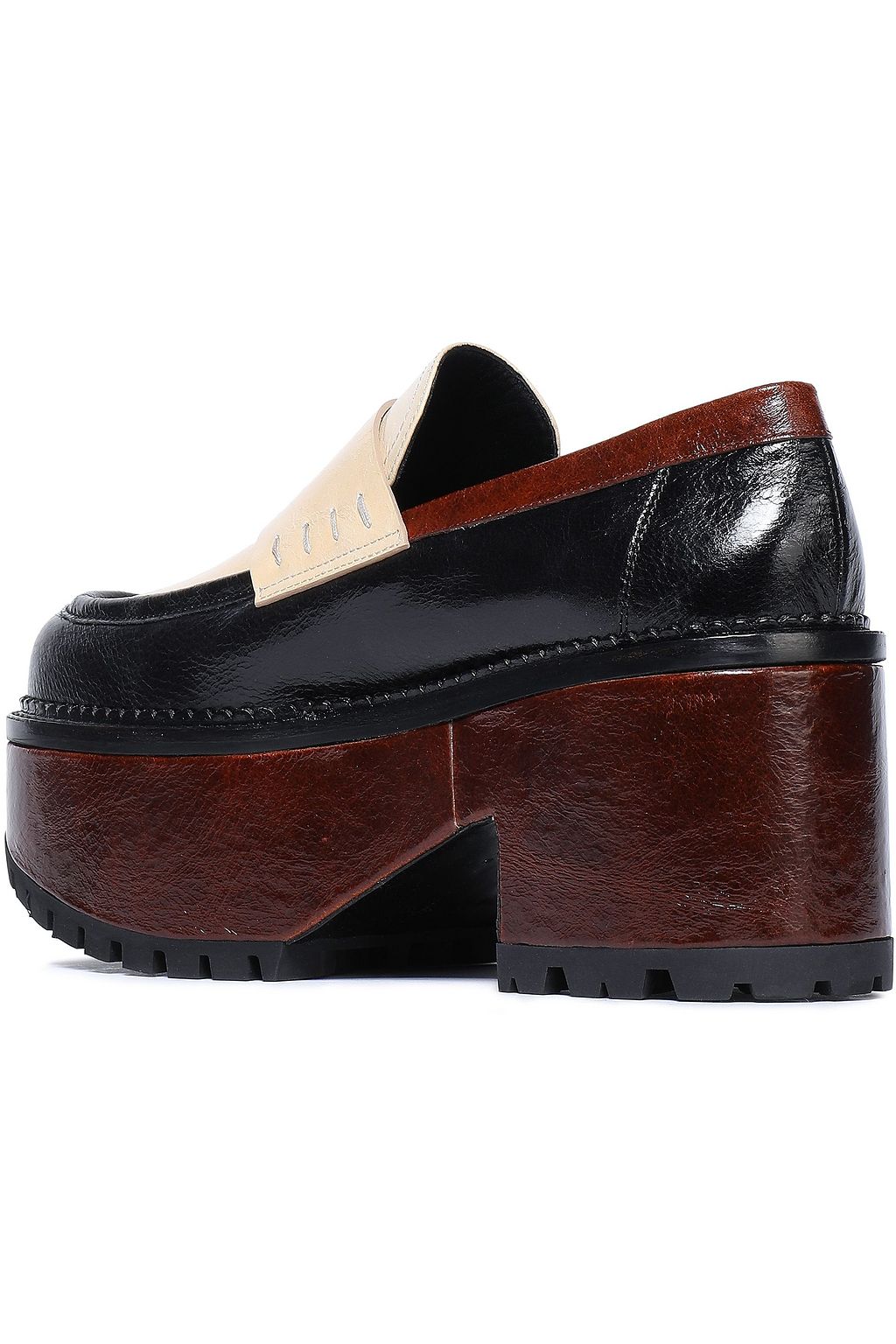 MARNI Color-block leather platform loafers
