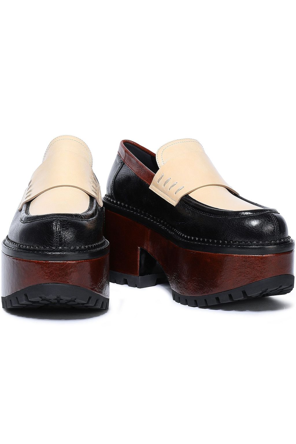 MARNI Color-block leather platform loafers