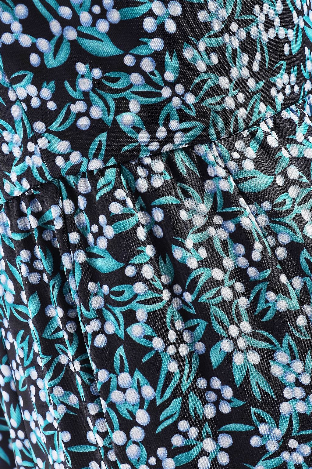 LELA ROSE Pleated printed twill halterneck gown