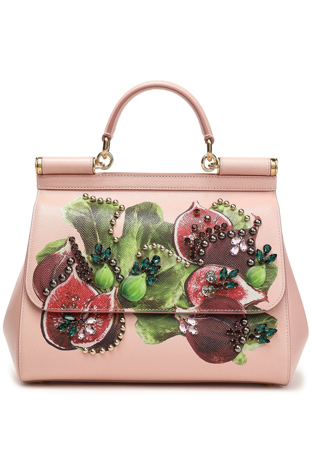 DOLCE&GABBANA Embellished printed textured-leather shoulder bag