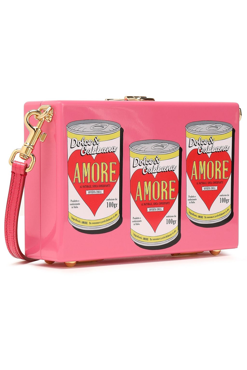 DOLCE&GABBANA Leather-trimmed printed patent-wood clutch