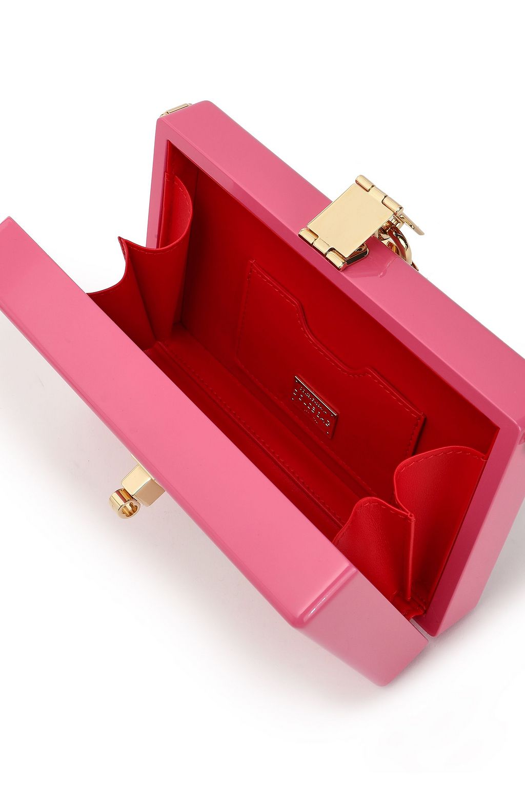 DOLCE&GABBANA Leather-trimmed printed patent-wood clutch
