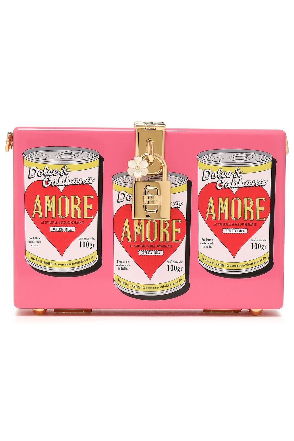 DOLCE&GABBANA Leather-trimmed printed patent-wood clutch