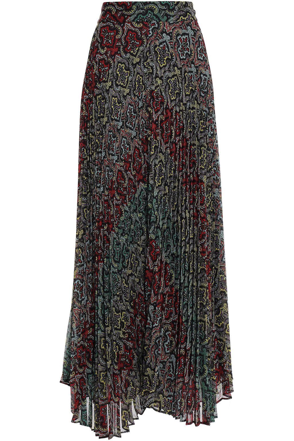 ALICE + OLIVIA Asymmetric printed plissé-crepon maxi skirt | Sale up to ...