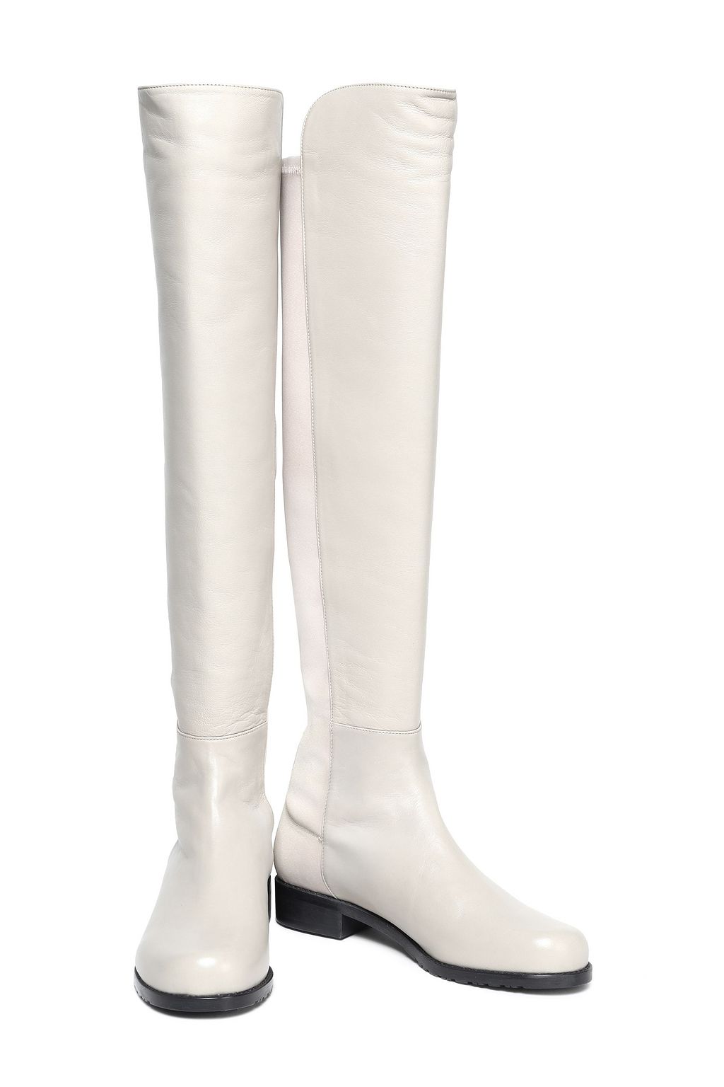 STUART WEITZMAN Stretch knit-paneled leather knee boots