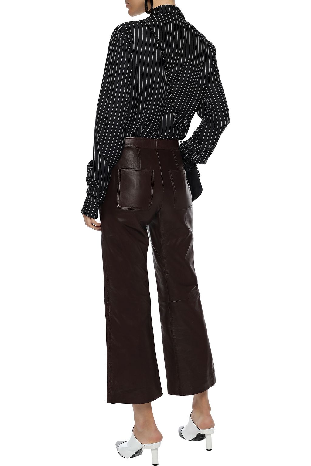SANDRO Leather kick-flare pants