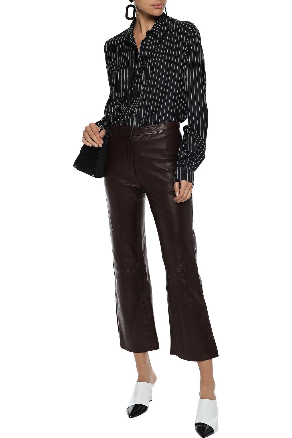 SANDRO Leather kick-flare pants