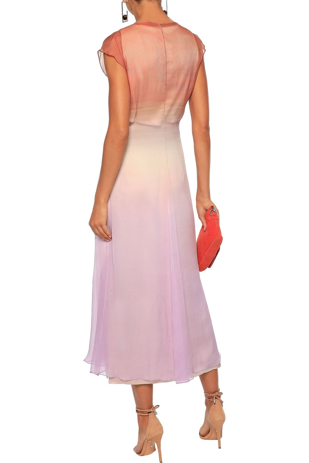 ESTEBAN CORTAZAR Dégradé crinkled silk-chiffon midi dress