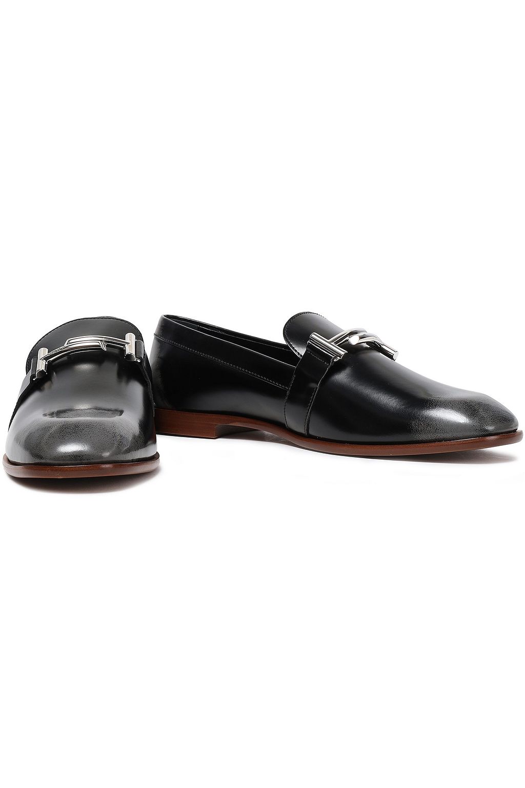 TOD'S Embellished glossed-leather loafers