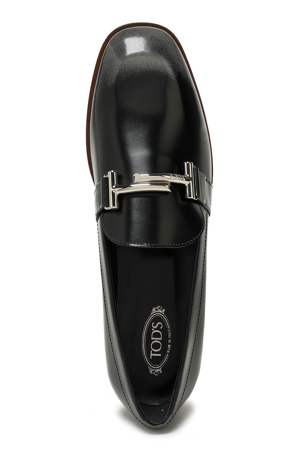 TOD'S Embellished glossed-leather loafers