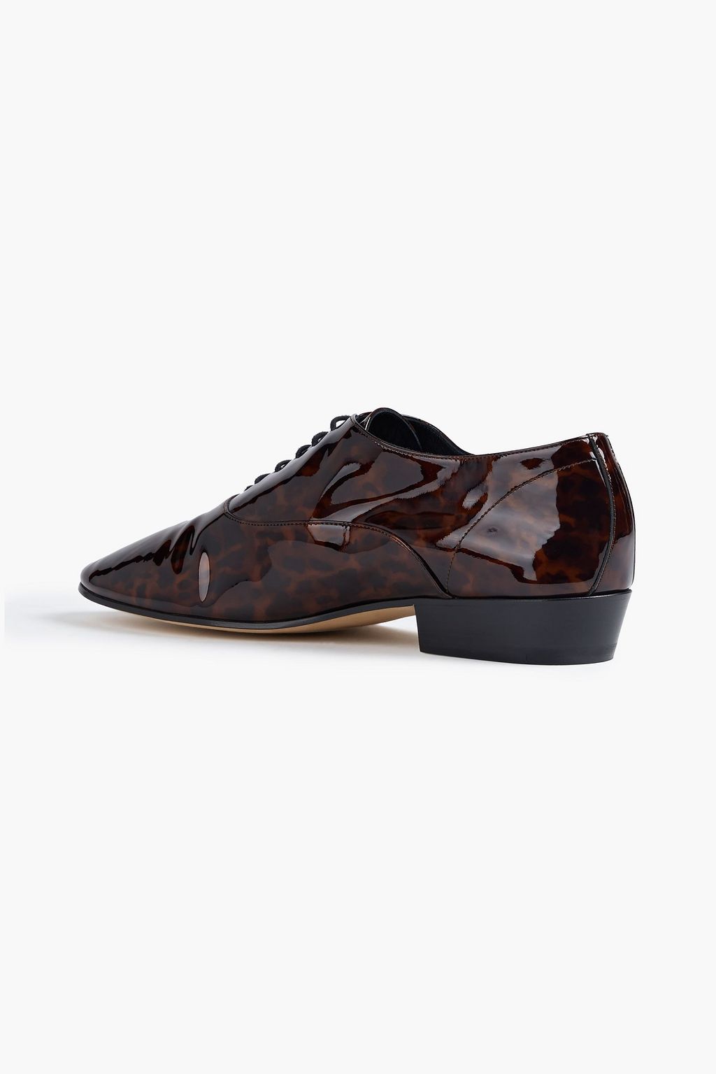 SAINT LAURENT Hopper 30 tortoiseshell-print patent-leather derby shoes