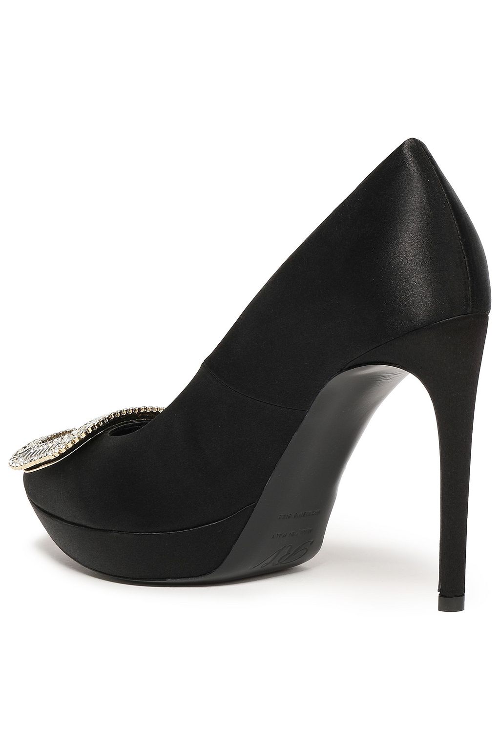 ROGER VIVIER Limelight crystal-embellished satin platform pumps