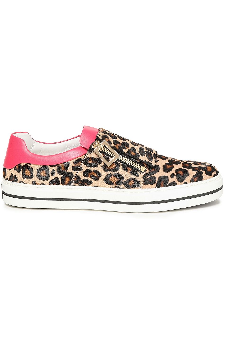 leopard calf hair slip on sneakers
