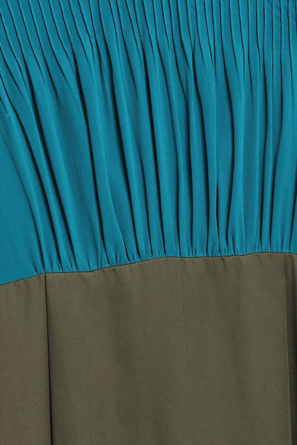MIKAEL AGHAL Two-tone pintucked georgette and crepe dress