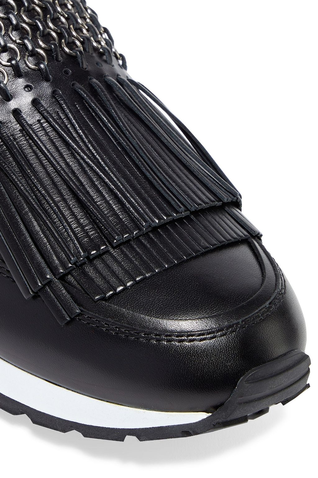 TOD'S Sneakers aus Glanzleder mit Fransen und Ringdetails