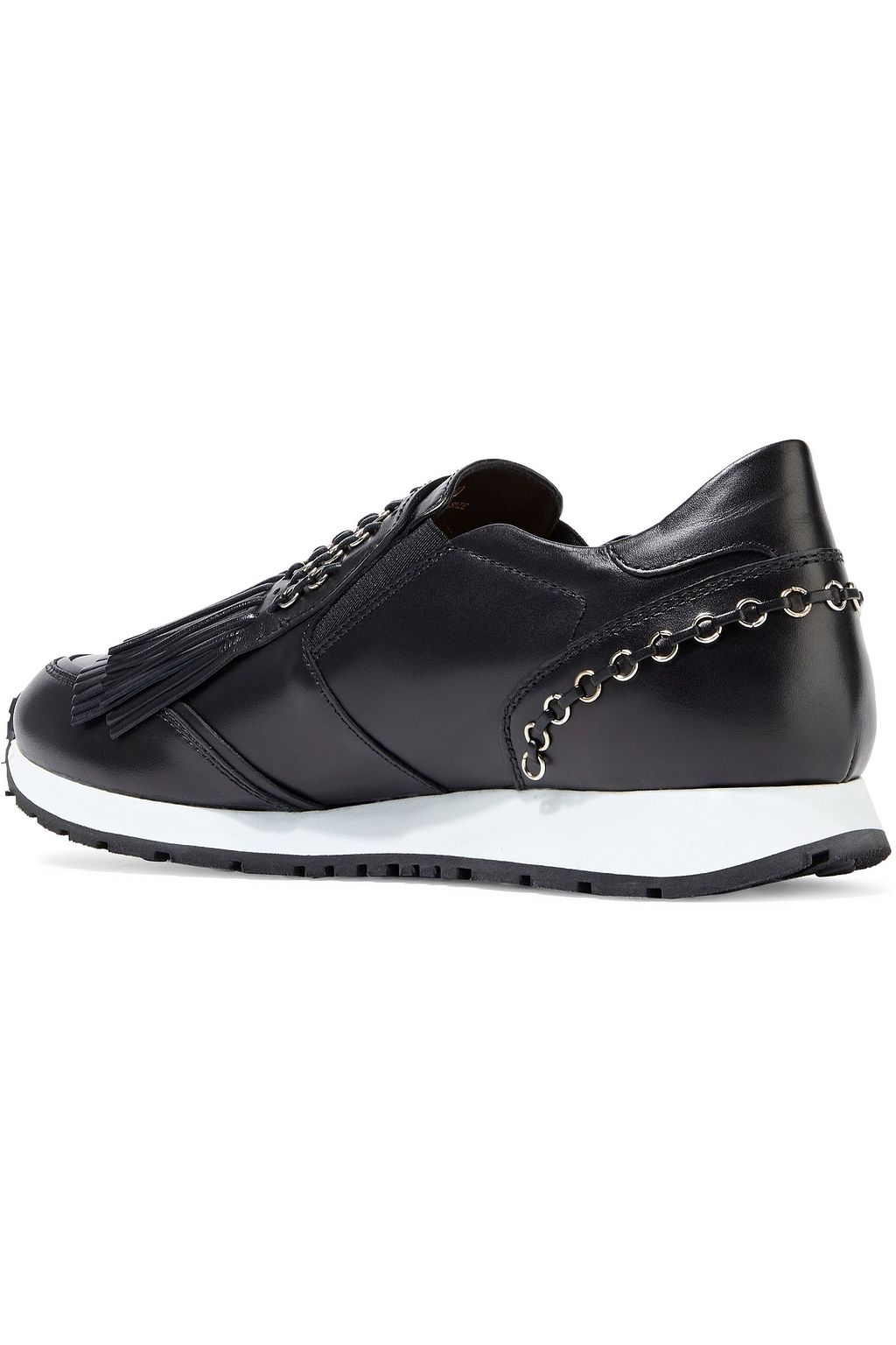 TOD'S Sneakers aus Glanzleder mit Fransen und Ringdetails